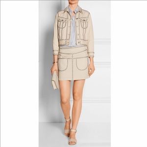COACH studded cream denim mini skirt SIZE 8